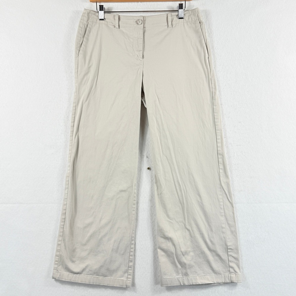 J. Jill Live In Chino Pants Womens 12 Tan Wide Leg Trouser Coastal Minimalist